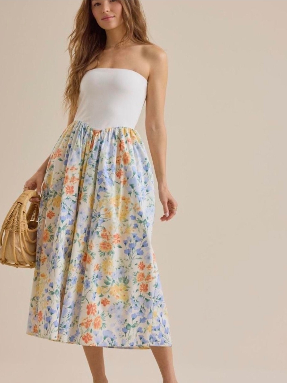 Altar'd State Julie Strapless Midi Dress